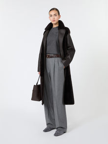 Slim Cashmere Foule Trousers for Women - Medium Grey - Max Mara UAE