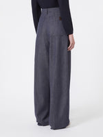 Denim-effect wool trousers