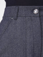 Denim-effect wool trousers