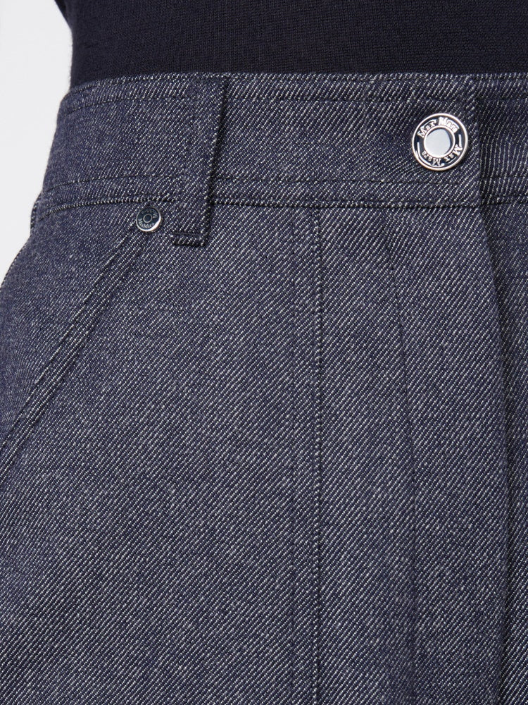 Denim-effect wool trousers