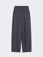 Denim-effect wool trousers