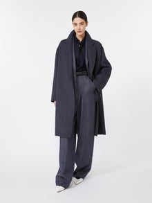 Denim-Effect Wool Trousers for Women - Ultramarine - Max Mara UAE