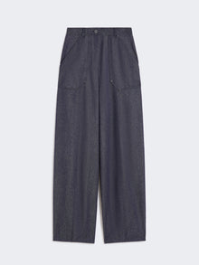 Denim-Effect Wool Trousers for Women - Ultramarine - Max Mara UAE