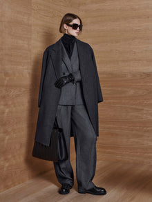 Denim-effect wool trousers