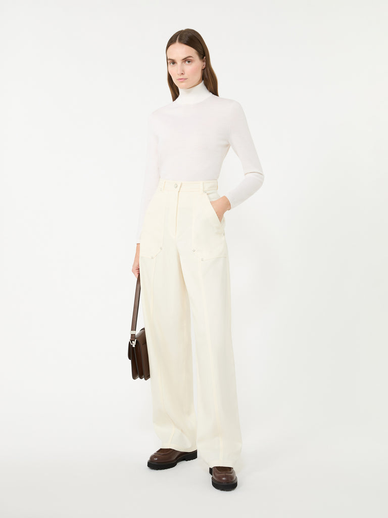 max mara denim-effect wool trousers