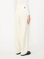 Denim-Effect Wool Trousers for Women - White - Max Mara UAE