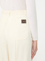 Denim-Effect Wool Trousers for Women - White - Max Mara UAE