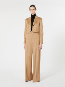 max mara wide sable-look camel trousers for women