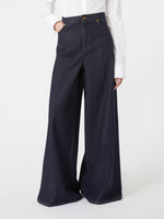 max mara denim-look cotton wide-leg trousers for women