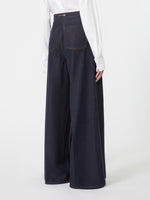 max mara denim-look cotton wide-leg trousers for women
