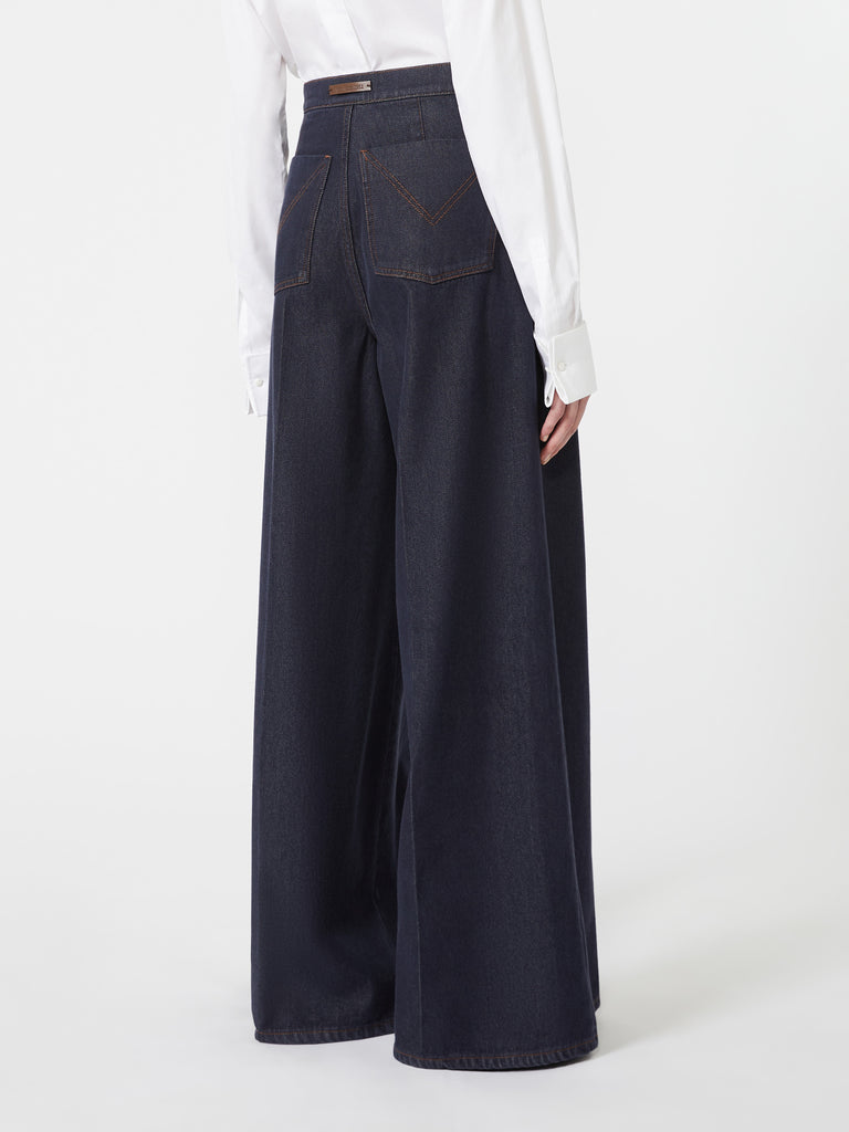 max mara denim-look cotton wide-leg trousers