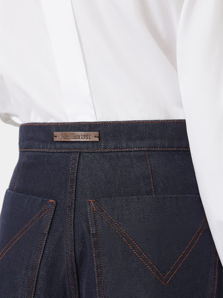 max mara denim-look cotton wide-leg trousers