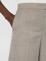 Glen Plaid Wool Trousers for Women - Olive Green - Max Mara UAE