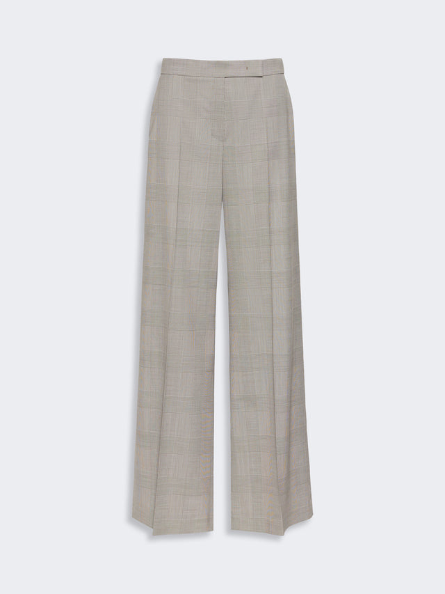 Glen Plaid Wool Trousers for Women - Olive Green - Max Mara UAE