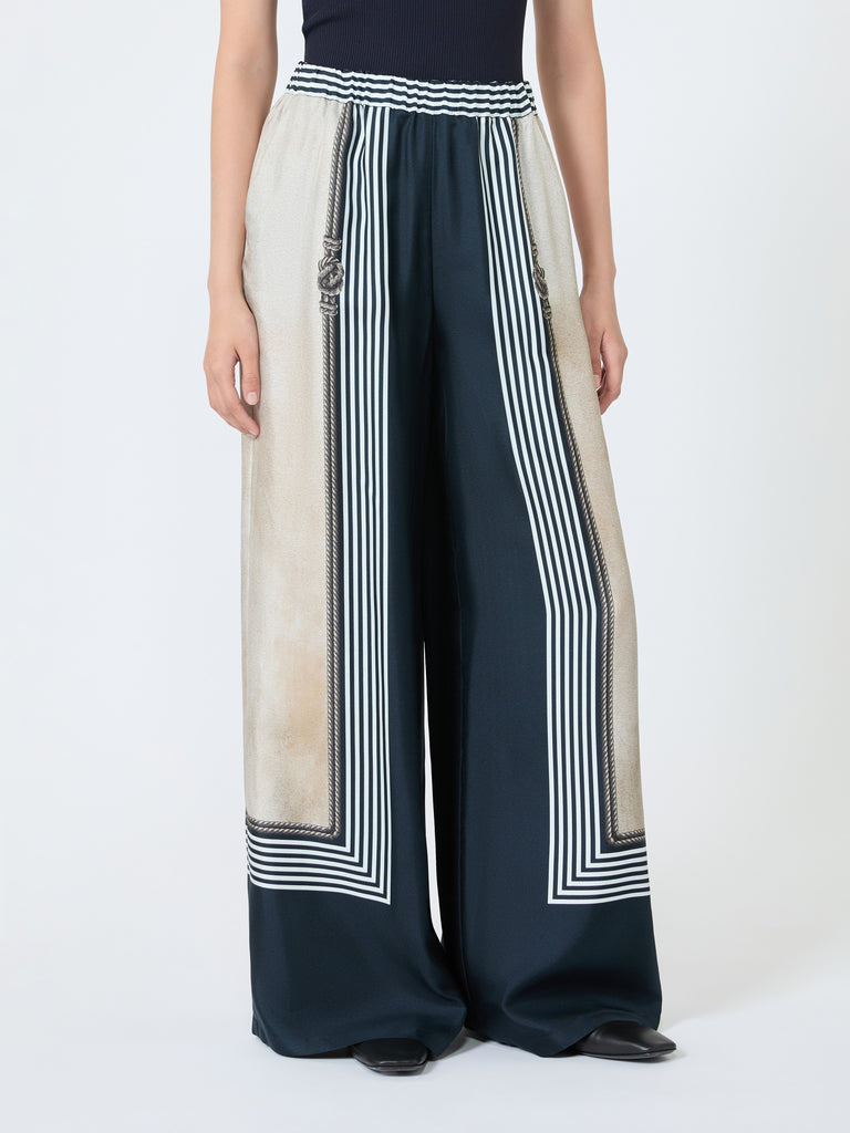 max mara wide-fit printed silk trousers