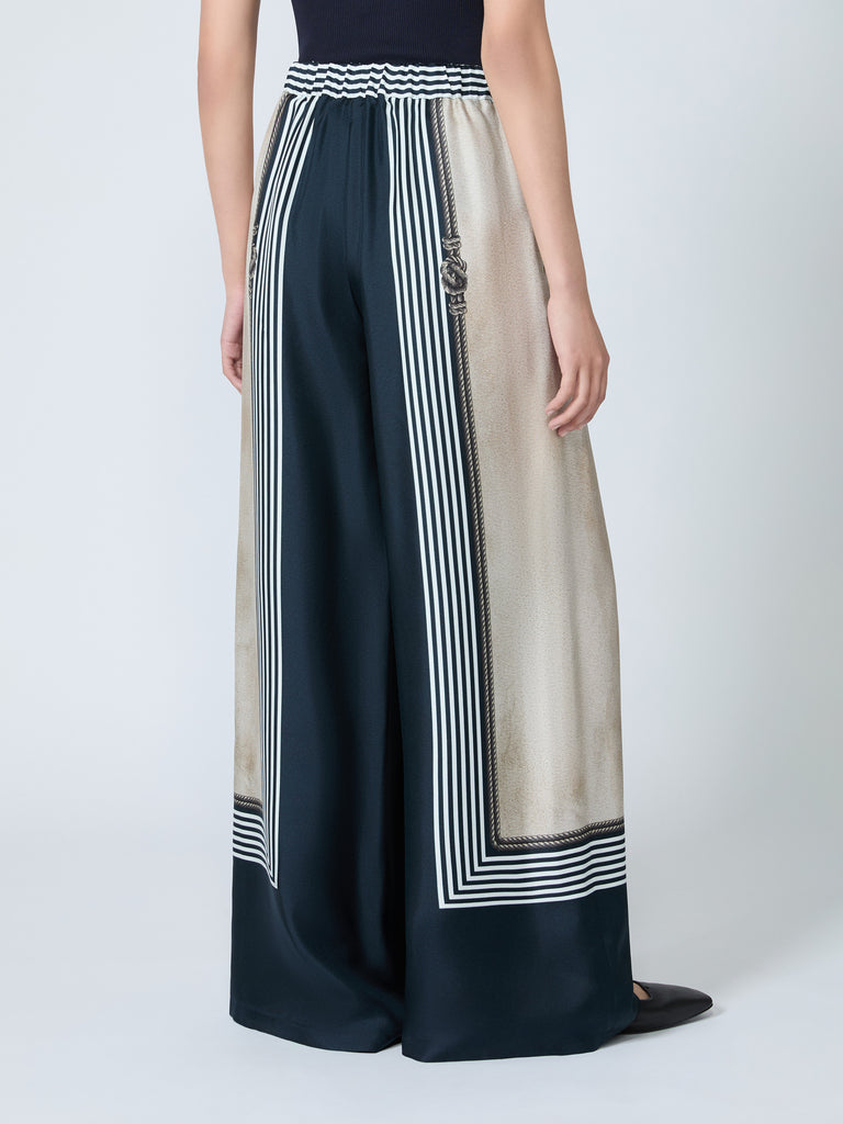 max mara wide-fit printed silk trousers