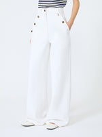 max mara cotton bull denim wide-leg trousers for women