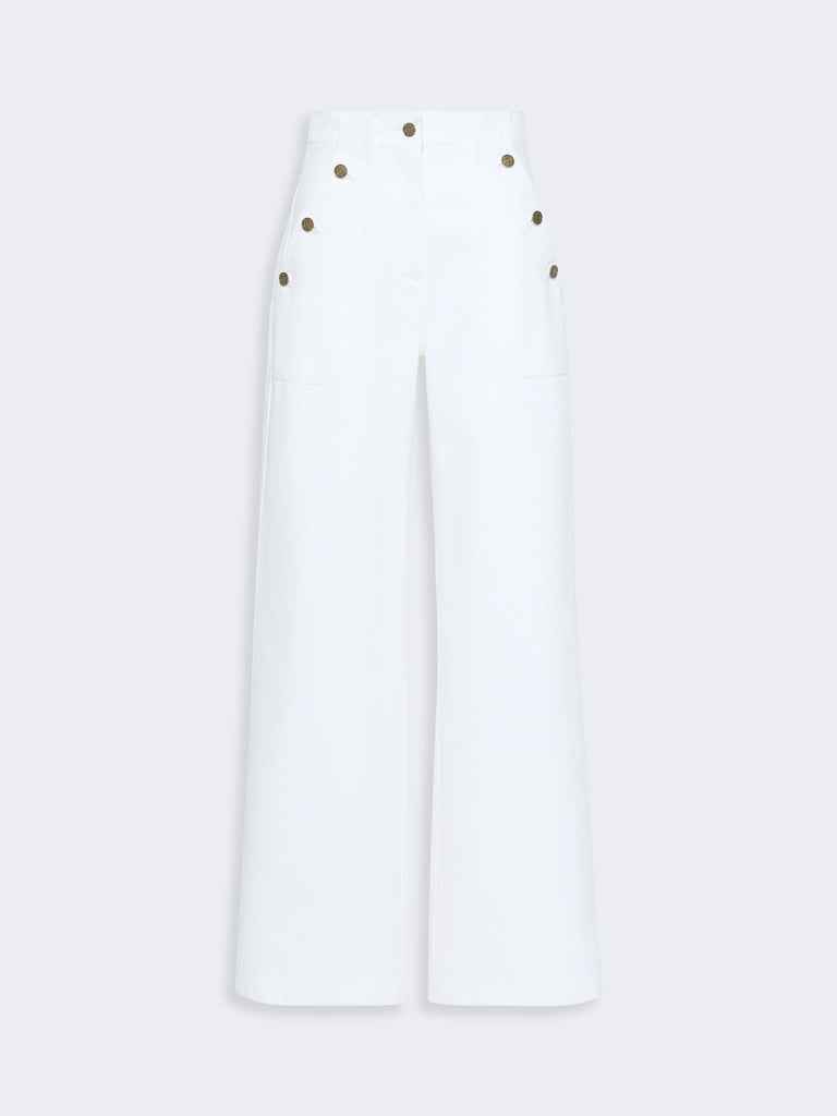 max mara cotton bull denim wide-leg trousers