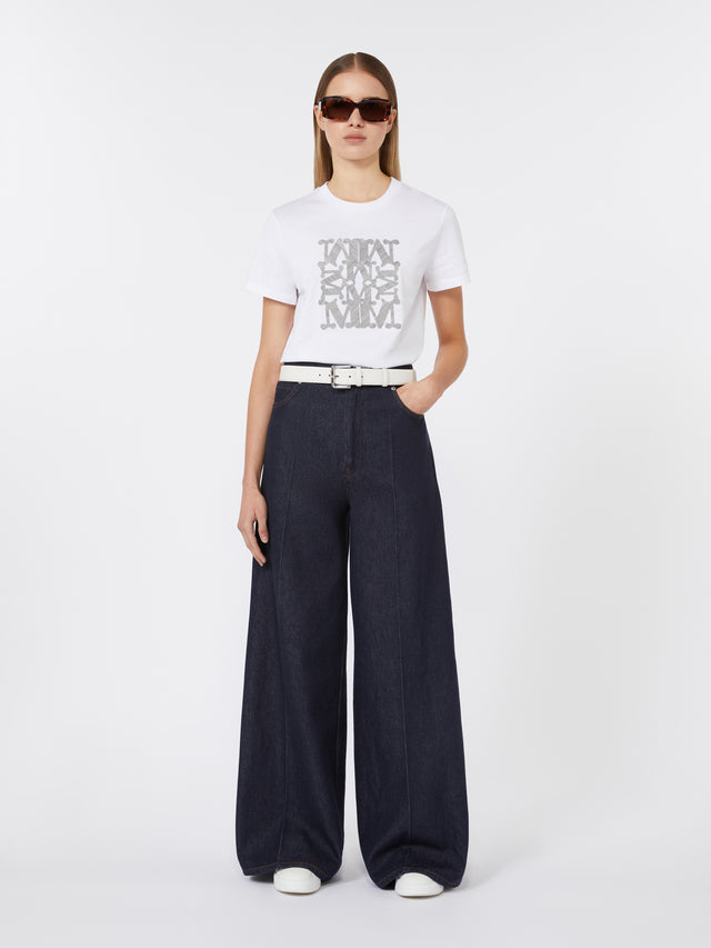 Wide-Leg Denim Jeans for Women - Navy - Max Mara UAE