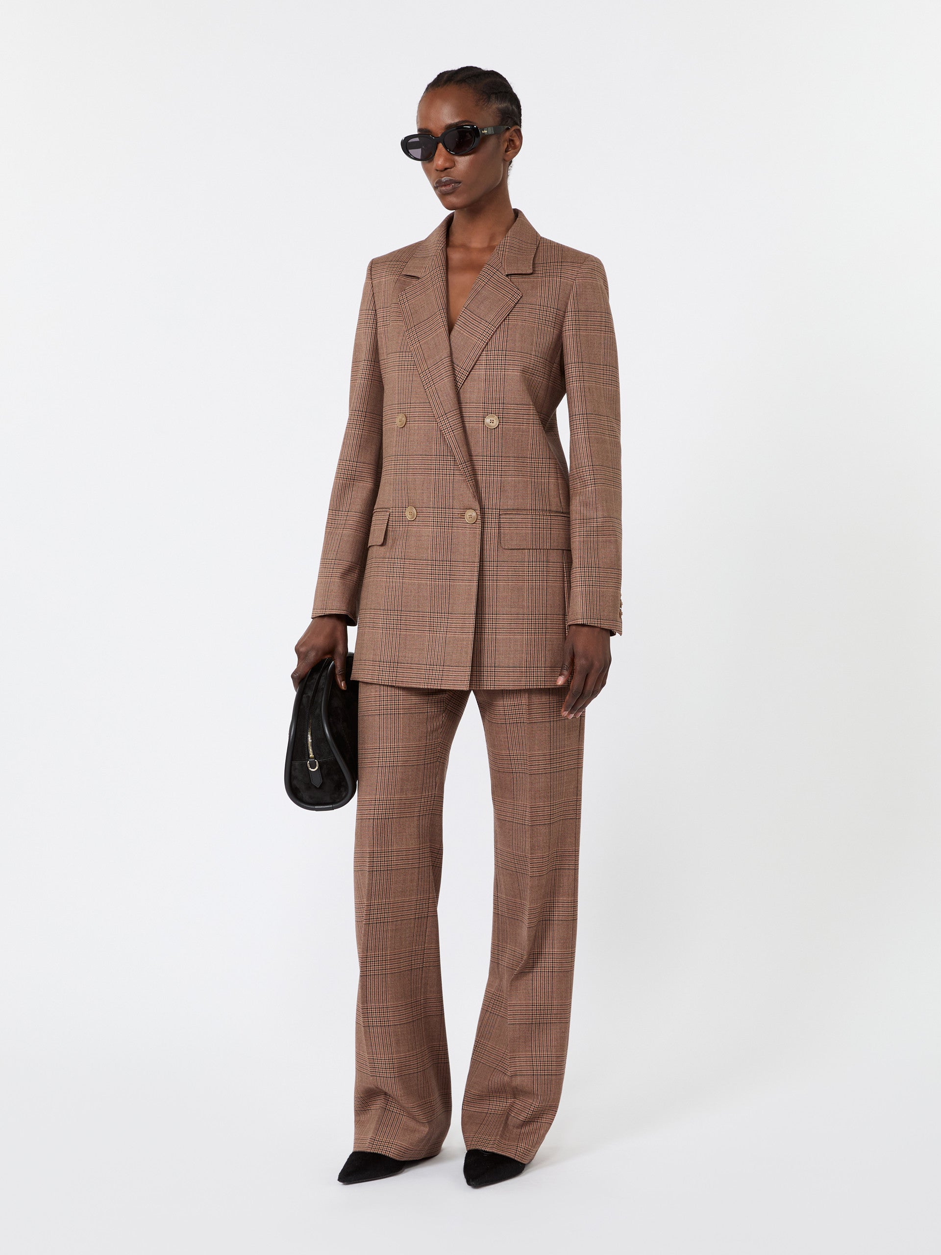 max mara slim patterned wool grisaille trousers for women