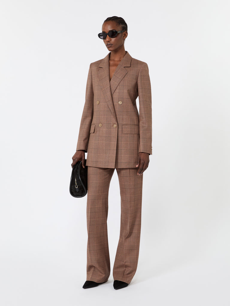 max mara slim patterned wool grisaille trousers