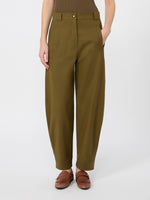 Stretch Cotton Canvas Trousers for Women - Kaki - Max Mara UAE
