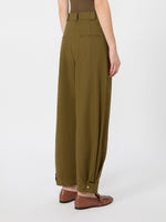 Stretch Cotton Canvas Trousers for Women - Kaki - Max Mara UAE