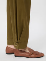 Stretch Cotton Canvas Trousers for Women - Kaki - Max Mara UAE