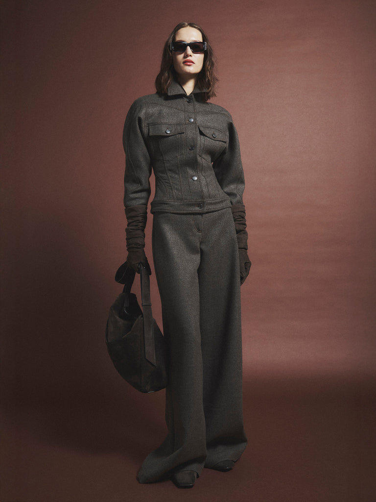 max mara felted wool wide-leg trousers