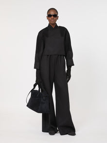 max mara wool flannel wide-leg trousers for women