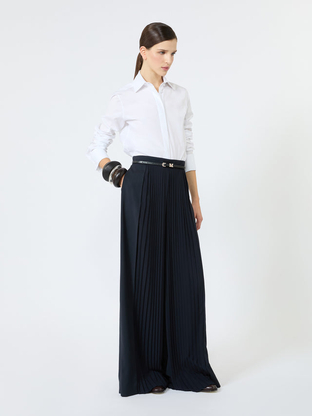 max mara wool trousers with plissé-pleated detail for women