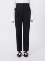 Straight-Fit Wool Foule Trousers for Women - Ultramarine - Max Mara UAE