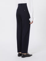 Straight-Fit Wool Foule Trousers for Women - Ultramarine - Max Mara UAE
