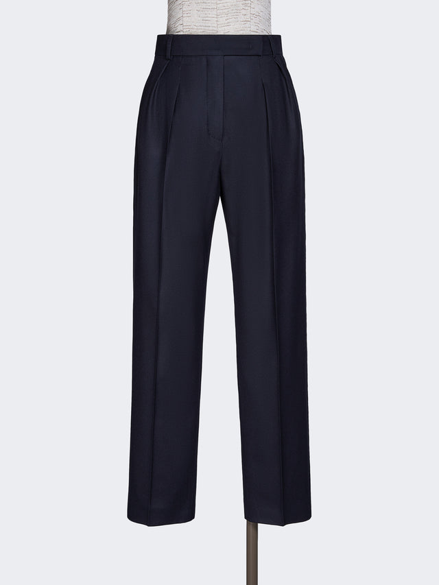 Straight-Fit Wool Foule Trousers for Women - Ultramarine - Max Mara UAE