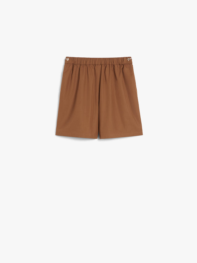 Cotton Poplin Shorts for Women - Tobacco - Max Mara UAE
