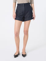 Denim-Look Cotton Shorts for Women - Midnightblue - Max Mara UAE