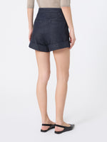 Denim-Look Cotton Shorts for Women - Midnightblue - Max Mara UAE