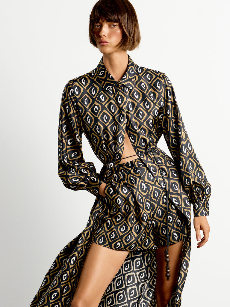 max mara printed silk shorts