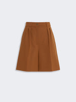 Double Woollen Cloth Bermuda Shorts for Women - Tobacco - Max Mara UAE
