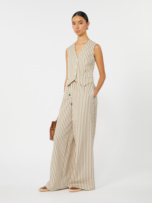 max mara striped cotton and silk canvas gilet for women