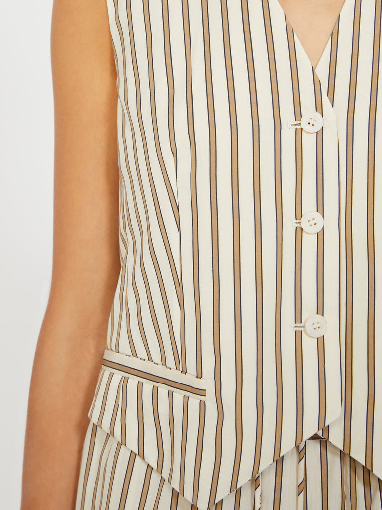 max mara striped cotton and silk canvas gilet