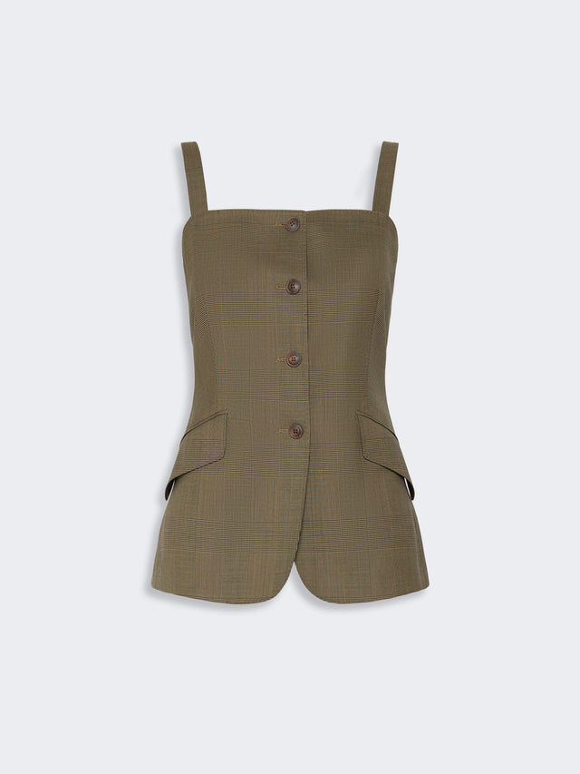 max mara glen plaid wool gilet for women