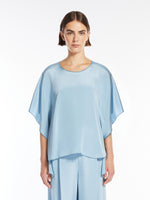 Crêpe De Chine Fluid Blouse for Women - Sky Blue - Max Mara UAE