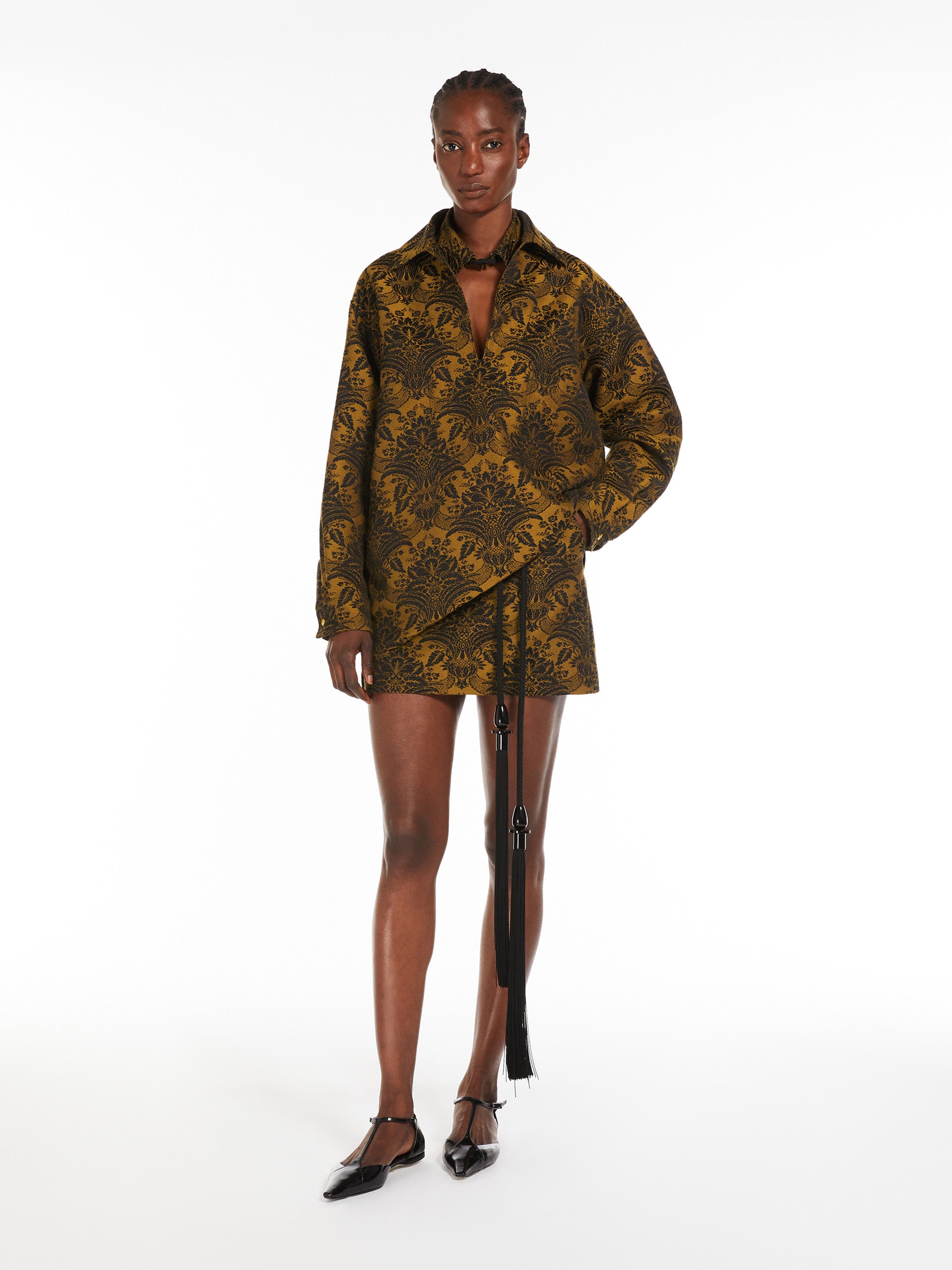 Wool Jacquard Shirt for Women - Amber - Max Mara UAE