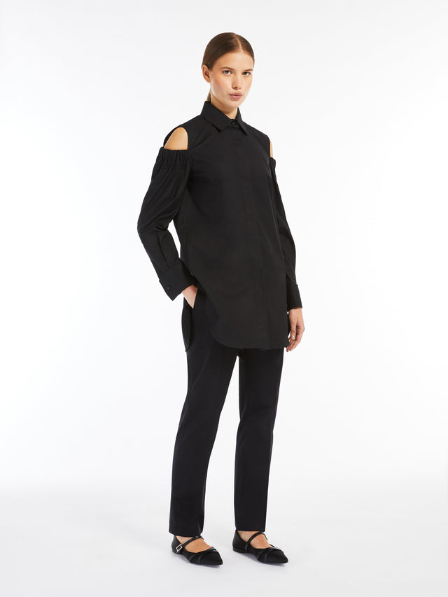 Stretch Poplin Shirt for Women - Black - Max Mara UAE