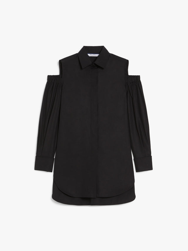 Stretch Poplin Shirt for Women - Black - Max Mara UAE