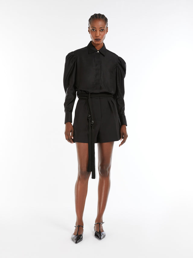 Cotton Satin Shirt for Women - Black - Max Mara UAE