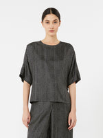 Printed Silk Blouse for Women - Black White - Max Mara UAE