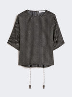 Printed Silk Blouse for Women - Black White - Max Mara UAE