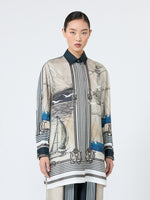 Oversized Printed Silk Shirt for Women - Stone - Max Mara UAE